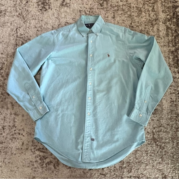 Vintage Ralph Lauren Blue Long Sleeve Button Down Shirt mens size med (15.5/35) - Picture 3 of 9